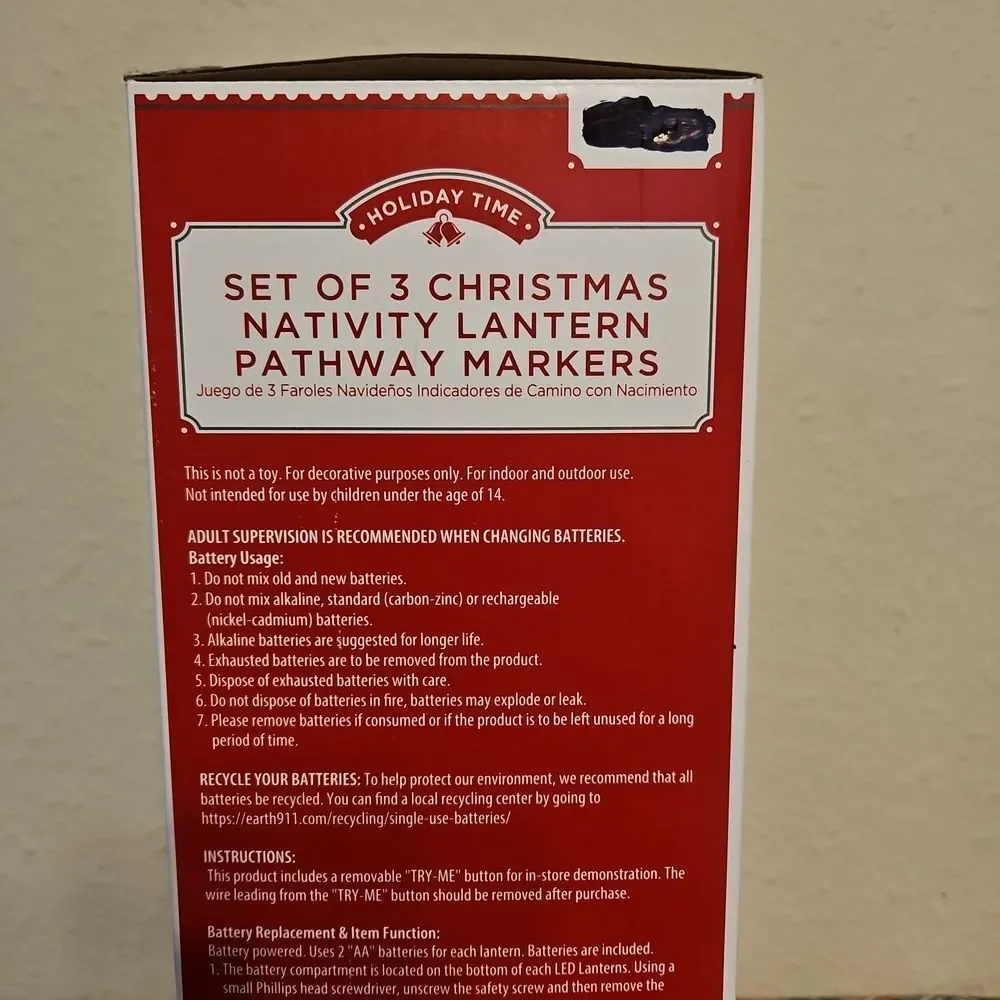 Holiday Time LED Illumination Nativity Lantern Pathway Markers Set